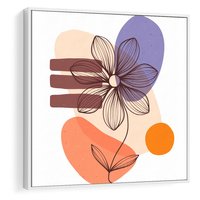 Obraz w ramie 50x50 - Migocące Odbicia Kwiatów - abstrakcyjna sztuka, plamy - rama biała