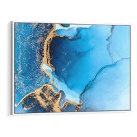 Obraz w ramie 70x50 - Elegancja i Wyrafinowanie - marmur, złoto - rama biała