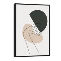 Obraz w ramie 70x100 - Przenikające Kształty - szkic jedną linią, one line - rama czarna