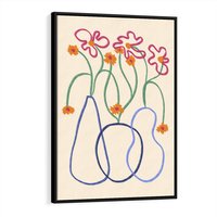 Obraz w ramie 50x70 - Migocące Pastelowe Impresje - minimalistyczny abstrakcyjny obraz, prymitywne kwiatki - rama czarna