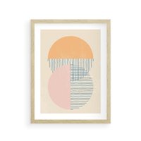 Plakat w ramie 50x70 - Migotliwe Wzory - geometryczne kształty, koła - rama drewno