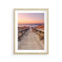 Plakat w ramie 30x40 - Spacer Wśród Przyboju - dróżka, morze - rama drewno