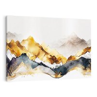 Obraz na płótnie 120x80 - Złote Góry - akwarela, graficzne góry