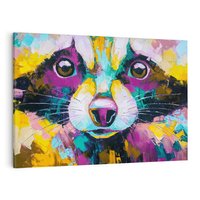 Obraz na płótnie 100x70 - Przebudzenie snu artysty - zbliżenie, kolorowy portret szopa pracza