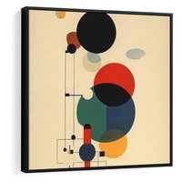 Obraz w ramie 50x50 - Migocące Impresje Odniesień - abstrakcyjna geometryczna kompozycja, koła linie - rama czarna