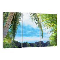 Obraz na płótnie 120x80 - Palmy tańczące na tropikalnej plaży - palmy, plaża