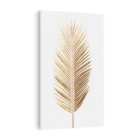 Obraz na płótnie 80x120 - Złoty blask palmowego liścia - złota, palma