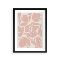 Plakat w ramie 40x50 - Rozplątane Akwarelowe Formy - abstrakcyjne boho kwiaty, kompozycja - rama czarna