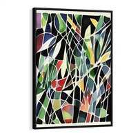 Obraz w ramie 50x70 - Taniec Plam i Kształtów - abstrakcyjny akwarelowy obraz, plamy - rama czarna