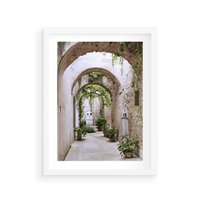 Plakat w ramie 40x50 - Urokliwa Zaułek - klimatyczna, uliczka - rama biała