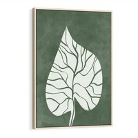 Obraz w ramie 50x70 - Migotliwe Wnętrze Zieleni - zielony plakat, roślinne motywy - rama drewno