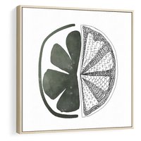 Obraz w ramie 80x80 - Cytrynowe Echo - minimalistyczny plakat, cytryna - rama drewno