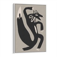 Obraz w ramie 80x120 - Strukturalne Odbicia Północy - skandynawska sztuka, lis - rama biała