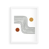 Plakat w ramie 40x50 - Kontury Harmonii - nieregularne linie, koła - rama biała