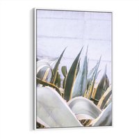 Obraz w ramie 50x70 - Sukulentowe liście - liście, sukulenty - rama biała