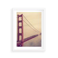 Plakat w ramie 30x40 - Most w mgle z perspektywą - most, perspektywa - rama biała