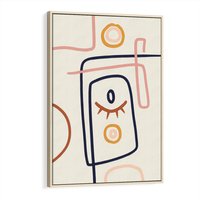 Obraz w ramie 70x100 - Manifestacje Dziwności - abstrakcja w stylu picasso, beżowe tło - rama drewno