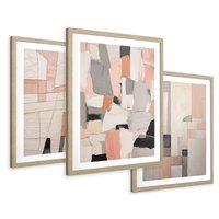 Zestaw obrazy w ramie 30x40 galeria - pastelowa, abstrakcja, olejny - rama drewno