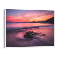 Obraz w ramie 100x70 - Zaklęty Zachód - magiczny zachód słońca, fioletowe - rama biała