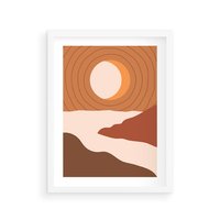 Plakat w ramie 50x70 - Sztuka Zachodu Słońca: Nowoczesna Sceneria - plakat, nowoczesna grafika - rama biała