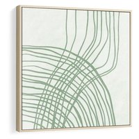 Obraz w ramie 80x80 - Migotliwa Spokojna Zieleń - zielony plakat, abstrakcyjne splątane linie - rama drewno