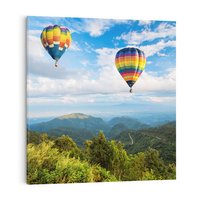 Obraz na płótnie 50x50 - Balony w górach: spektakularne widoki - balony, góry