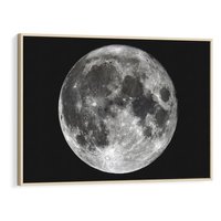 Obraz w ramie 100x70 - Księżycowa Aura - zdjęcie, ogromny księżyc na czarnym tle - rama drewno