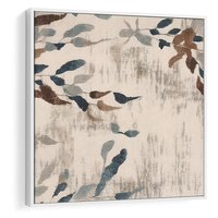 Obraz w ramie 80x80 - Refleksje liściowych barw - abstrakcyjne kształty, przypominają liście - rama biała