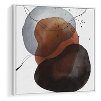 Obraz w ramie 80x80 - Kolorowe Wizje - abstrakcyjne plamy akwarelowe, czarny szkic - rama biała