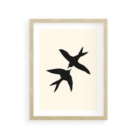 Plakat w ramie 40x50 - Kreatywne Echa - jaskółki, minimalizm - rama drewno