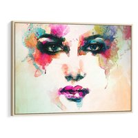 Obraz w ramie 70x50 - Eteryczna Głębia Dusz - portret twarz kobiety, wyraziste oczy - rama drewno