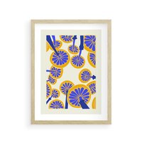 Plakat w ramie 50x70 - Malowane w słońcu - abstrakcyjna kompozycja, grzyby - rama drewno