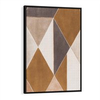 Obraz w ramie 70x100 - Odblaski niespełnionych marzeń - kompozycja z trójkątów, mix kolorów ziemi - rama czarna