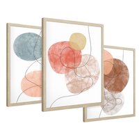 Zestaw obrazy w ramie 30x40 galeria - Abstrakcja, akwarela, plamy - rama drewno
