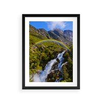 Plakat w ramie 50x70 - Tęczowe góry - harmonia kolorów - tęcza, góry - rama czarna