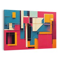 Obraz na płótnie 100x70 - Przejście przez labirynt myśli - kolorowa abstrakcja, instalacja z prostokątów i linni