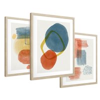 Zestaw obrazy w ramie 40x50 galeria - Geometryczne, plamy, kolorowe - rama drewno