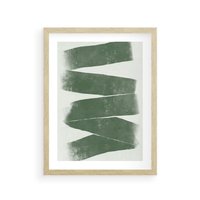 Plakat w ramie 50x70 - Zielone Refleksje - abstrakcja, zgaszony zielony kolor - rama drewno