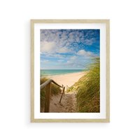 Plakat w ramie 40x50 - Spokojna plaża nad Bałtykiem - plaża, Bałtyk - rama drewno