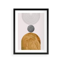 Plakat w ramie 40x50 - Złote Półkole w Sztuce Geometrii - grafika, złote półkole - rama czarna