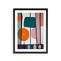 Plakat w ramie 30x40 - Migotliwa Aura Serca - abstrakcyjny obraz olejny, dziwne formy - rama czarna