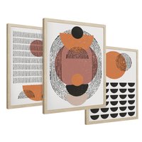 Zestaw obrazy w ramie 30x40 galeria - Geometryczne, figury, boho - rama drewno
