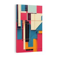 Obraz na płótnie 50x70 - Przejście przez labirynt myśli - kolorowa abstrakcja, instalacja z prostokątów i linni