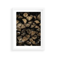 Plakat w ramie 50x70 - Piękno Prostej Formy - drewno, kłody - rama biała