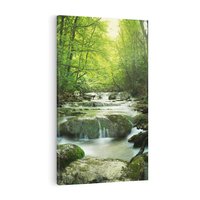 Obraz na płótnie 50x70 - Ukojenie strumienia: Spotkanie z naturą - strumyk, las