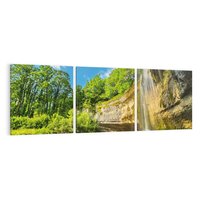 Obraz na płótnie 120x40 - Wodospad: Skały w ruchu - wodospad, las