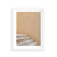 Plakat w ramie 40x50 - Schod w Beżu - schody, minimalizm - rama biała