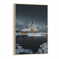 Obraz w ramie 80x120 - Minimalizm i Urok Natury - skandynawskie, domki - rama drewno