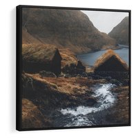 Obraz w ramie 50x50 - Spokój Natury - skandynawski, pejzaż - rama czarna