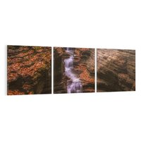 Obraz na płótnie 120x40 - Barwna Harmonia - strumień, las